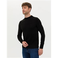 Black Slim Fit Half Fisherman воротник базовый вязаный свитер
