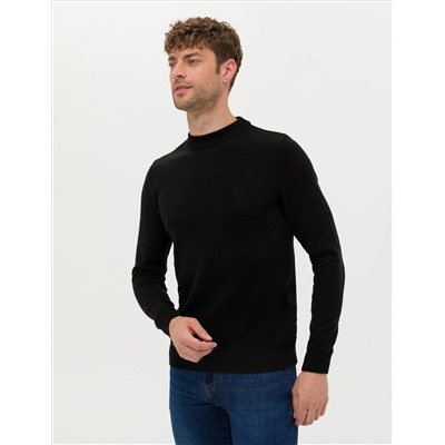 Black Slim Fit Half Fisherman воротник базовый вязаный свитер