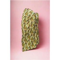 Зеленое длинное женское пляжное платье из атласа-парео с рисунком Monstera, новый сезон