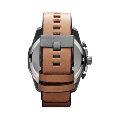 Reloj de cuarzo de piel - Camel y cromo