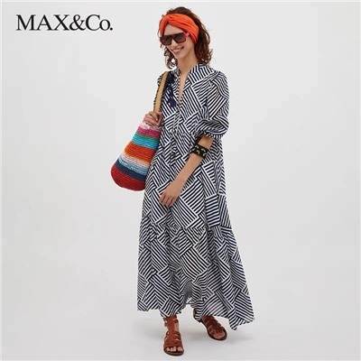 Ma*x&C*O   ❤️  экспорт в Россию 🇷🇺 кстати цена на Lamoda  25 000 - 35 000 😁 платье длинной maxi; тонкое и легкое! Круглый V- образный вырез с завязками для регулирования размера выреза✅  начало продаж 22.04 в 10:00