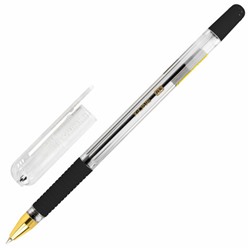 Ручка шариковая с грипом BRAUBERG "X-ONE", ЧЕРНАЯ, корпус прозрачный, узел 0,5 мм, линия письма 0,35 мм, 143988
