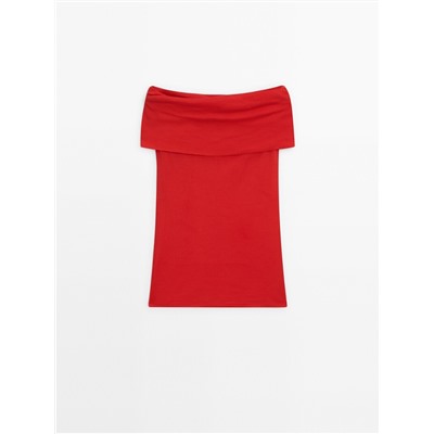 Knit top with draped detail