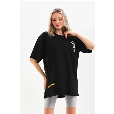 Футболка Oversize с Принтом Унисекс - Черный