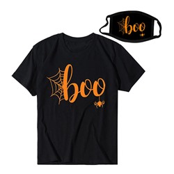 Футболка и маска на хэллоуин "Boo" флюор