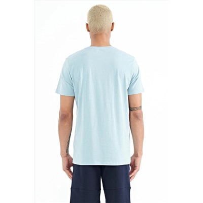 Голубая мужская футболка с круглым вырезом Peter — 88204 A11ER-88204