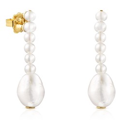 Pendientes Gloss - plata bañada en oro 18 kt - perla cultivada de agua dulce