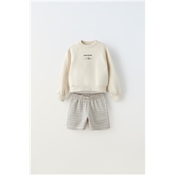 CONJUNTO FELPA SUDADERA Y BERMUDA RAYAS