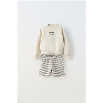 CONJUNTO FELPA SUDADERA Y BERMUDA RAYAS