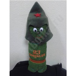 Полотенце солдатик  "23 февраля" зеленое