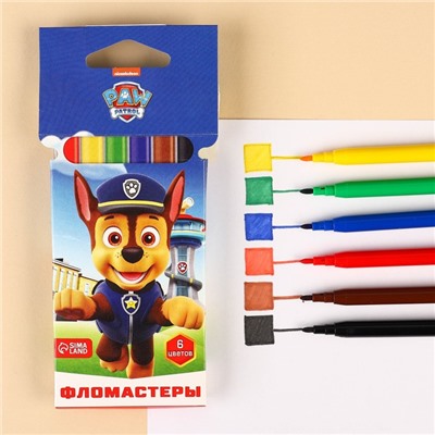 Фломастеры 6 цветов, вентилируемый колпачок «Щенячий патруль»