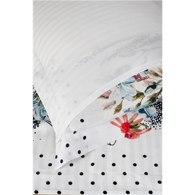 Постельное белье Карвен Stripe Satin с цветным принтом семейное N251-SB004 (7пр.) (Акция)
