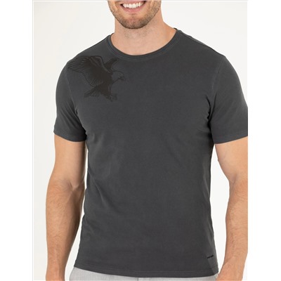 Black Slim Fit Kartal Printed Bike Bike T -For