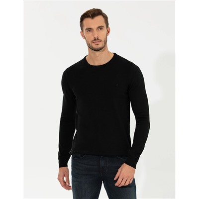 Black Slim Fit Bike Neck Basic вязаный свитер