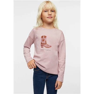 Camiseta estampada brillos -  Niña | MANGO OUTLET España