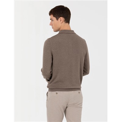 Vizon Melanj Slim Fit Polo yaka Основной вязаный свитер