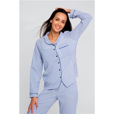 Костюм домашний с брюками и рубашкой 340BLU