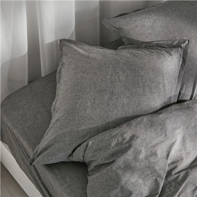 Простыня на резинке SL Home "Деним" 140*200+30 см, цв.серый, 100% жатый хлопок