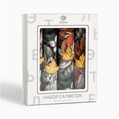 Набор салфеток с декорат. кольцами Этель Meadow flower 40х40 см - 4 шт, 100% хлопок, саржа
