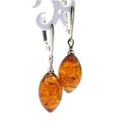 Серьги с янтарём рис 12*20мм цв.коньячный, 5,1г
