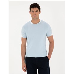 Blue Slim Fit Bike Yaka Triko T -For