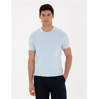 Blue Slim Fit Bike Yaka Triko T -For