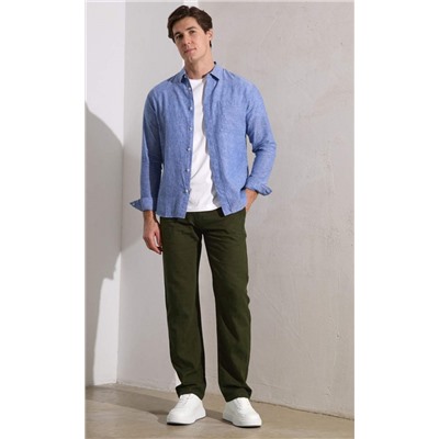 Брюки лен F111-0855 khaki