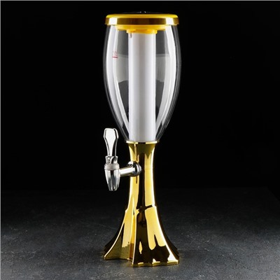 Башня пивная Gold, колба с подсветкой, 2 л, пластик, золотистая