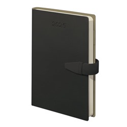Ежедневник датированный 2025, А5, 143x218 мм, BRAUBERG "Journal", под кожу, застежка, органайзер, серый, 115881
