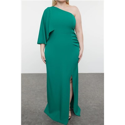 Emerald Green One Arm Asymmetrical Slit Toavy Evening Dress/Night/Harduation/Guncagement Dress TBBSS24AD00000