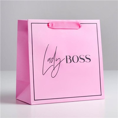 Пакет подарочный ламинированный квадратный, упаковка, «Lady Boss», 22 х 22 х 11 см