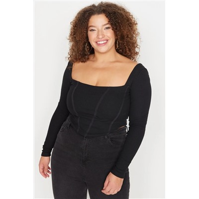 Black Fittili Biye Подробная вязаная блузка TBBAW23AF00118