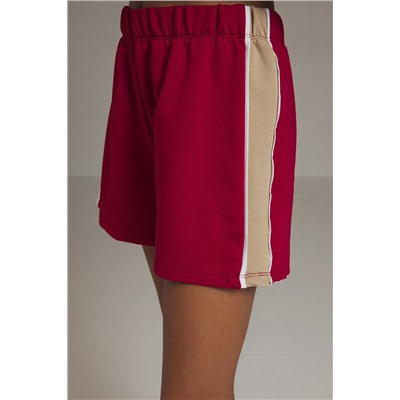 Burgundy Color Block Mini Shorts & Bermuda Twoss25sr00063