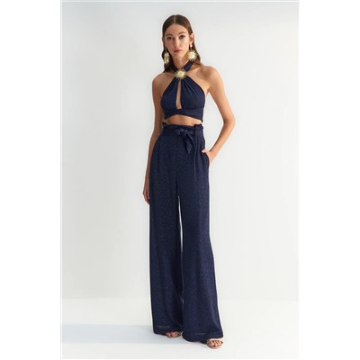 X Zeynep Tosun Navy Belled Silveli вязание брюки tclss23pl00002