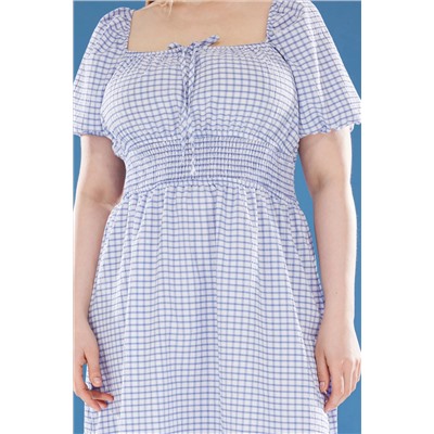 Blue Square Collar Arm Arm Midi Waff