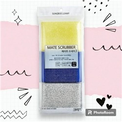 Набор губок для мытья посуды, кухонной утвари "Mate Scrubber" (13 х 9 х 1,5 см) х 3 шт