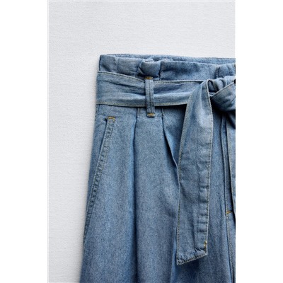 PANTALÓN ANCHO PAPERBAG EFECTO DENIM