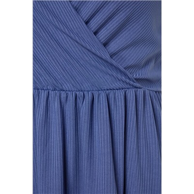 Indigo V -neck Volan вязание платье большого размера TBBSS23AH00030
