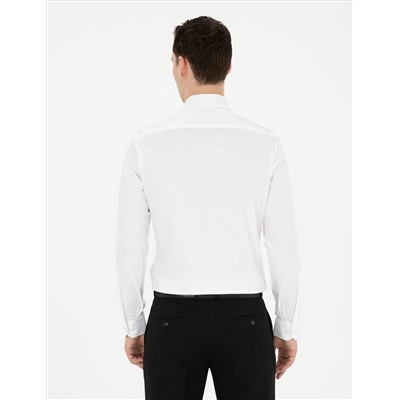 Белый бывший Slim Fit Основная рубашка с длинным рукавом