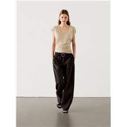 Short sleeve linen blend T-shirt