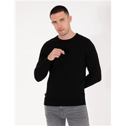 Black Slim Fit Bike Neck Basic вязаный свитер