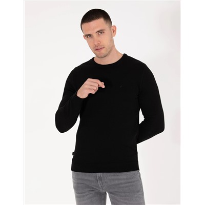 Black Slim Fit Bike Neck Basic вязаный свитер
