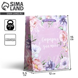 Пакет подарочный ламинированный, упаковка, «With great love», S 12 х 15 х 5,5 см