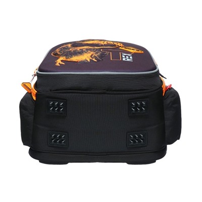 Рюкзак школьный 37 x 28 x 13см, эргономичная спинка, Across 557, + мешок, черный/оранжевый