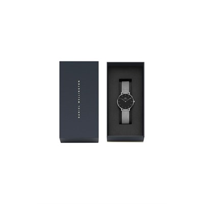 Reloj de acero Sterling - 32 mm - Plateado y negro
