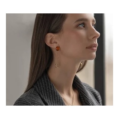 Серебряные серьги с янтарём E9323ZK