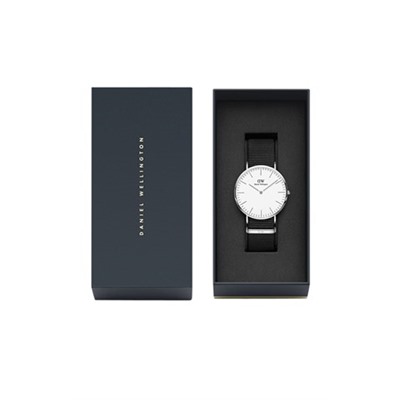 Reloj de cuarzo de poliéster Classic Cornwall - Negro y plateado