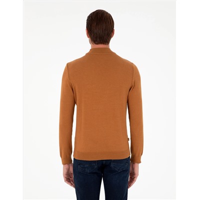 Brown Slim Fit Half Fisherman воротник базовый трикотажный свитер