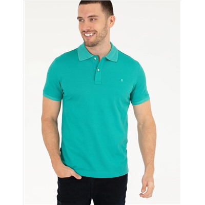 Зеленая слабая полоса Polo Yaka Mercerized T -For
