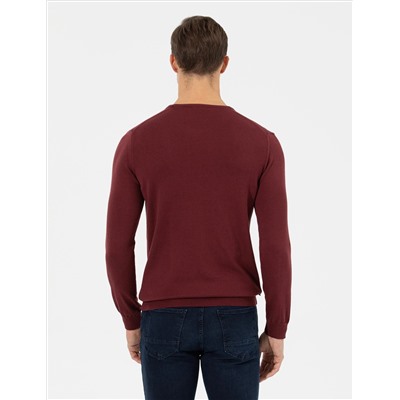 Bordeaux Slim Fit Bicycle Neck Basic Knitwear Казах